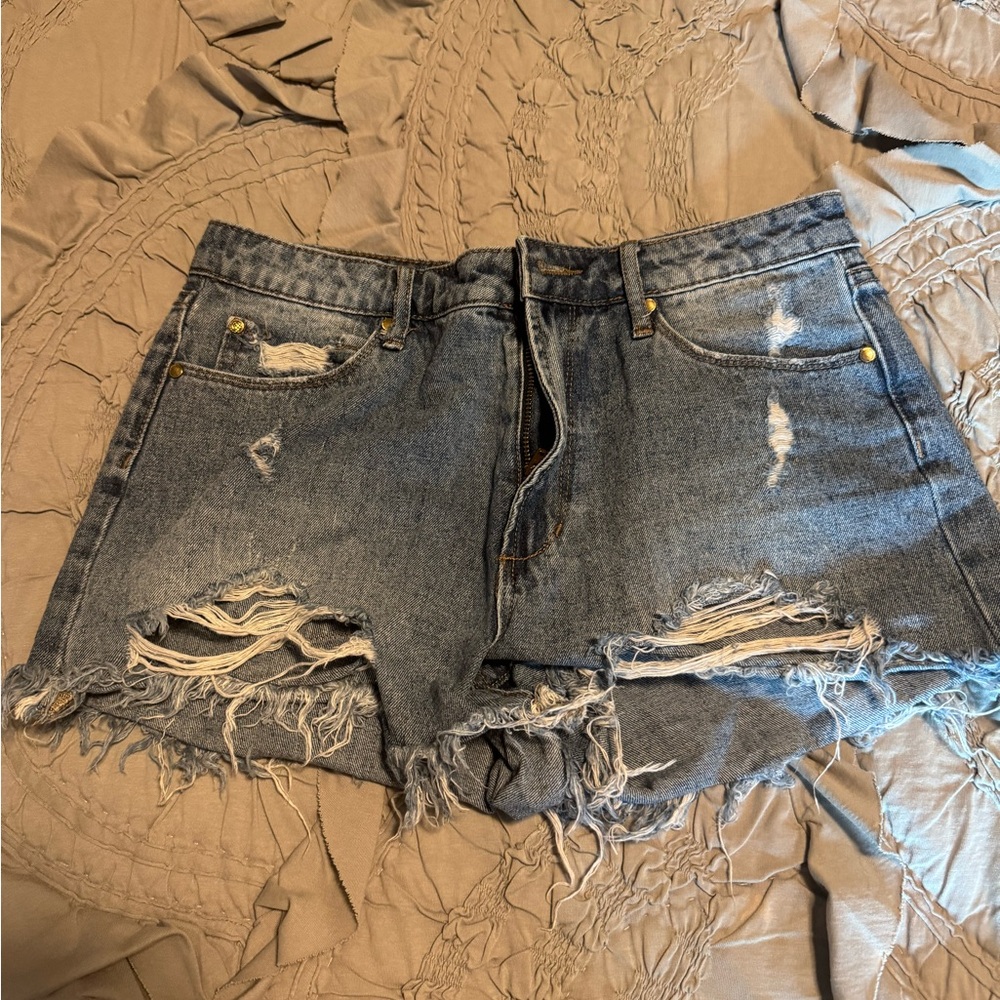 Articles Of Society Blue Distressed Jean Shorts
